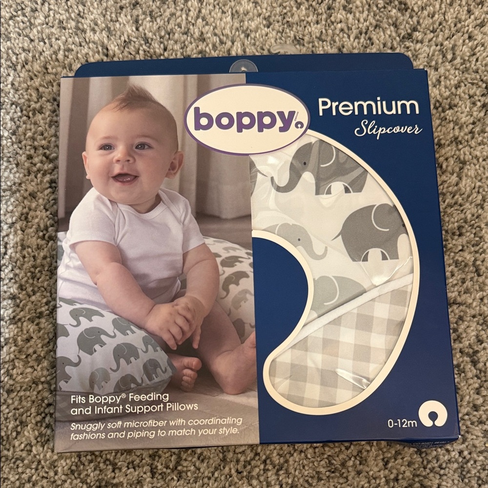 Boppy Premium Slipcover - Gray and White Elephant Pattern
